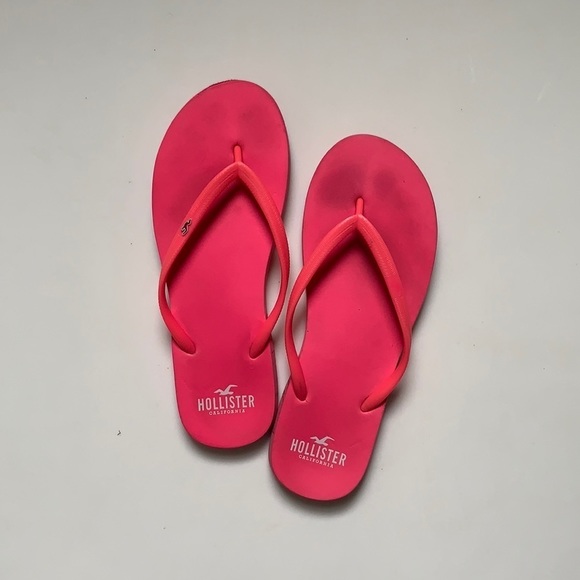 Hollister Co Hot Pink Rubber Flip Flops Women’s Size 7/8 - Picture 1 of 6